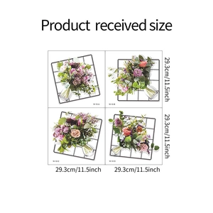 Detailed size specifications for 4-piece purple floral wall stickers in 29.3cm square