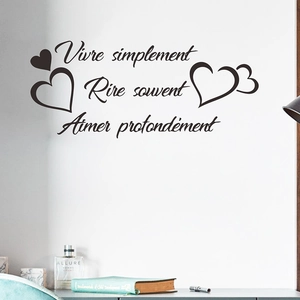 Inspirational French slogan wall sticker with hearts for living room home decoration