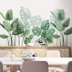 Tropical monstera and banana leaf wall decals for modern living room home decoration