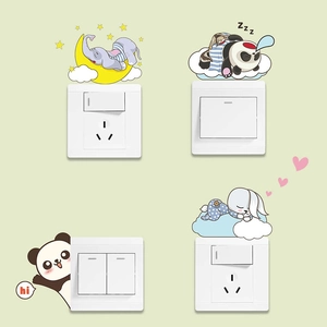 Set of 4 cute cartoon animal light switch wall stickers for kids nursery decor