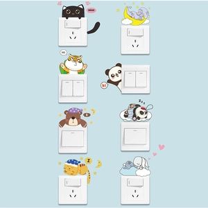 Self-adhesive cartoon animal light switch wall stickers in various cute designs