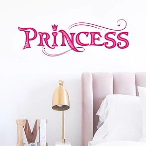 Princess Crown English Letter Wall Decal PVC Self Adhesive Wall Sticker For Girls Bedroom Nursery Kids Room Home Decor Mural