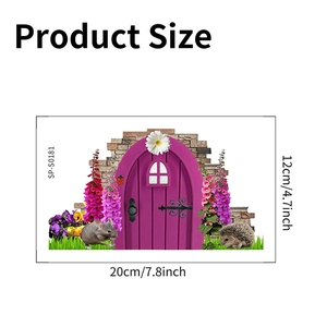 Cartoon fairy garden wall sticker dimensions 20cm by 12cm with animals and flowers