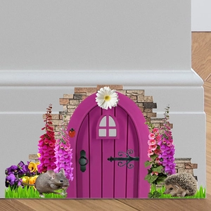Cartoon Fairy Tale Door Mouse Hole Wall Sticker 3D Effect PVC Decal For Kids Room Skirting Line Corner Home Decor