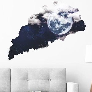 3D broken wall star moon sky sticker for bedroom living room home decor decal