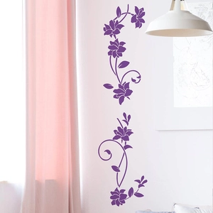 Adesivi murali con fiori e viti viola per decorazione camera da letto e soggiorno