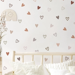 Morandi heart wall stickers in neutral tones for cozy bedroom and nursery decor