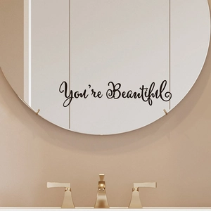 Elegant You're Beautiful mirror wall decal sticker for home bathroom decoration