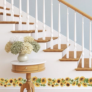 Yellow Sunflowers Wall Decals Floral Pattern PVC Removable Self-Adhesive Decoration Stickers For Kids Bedroom Living Room