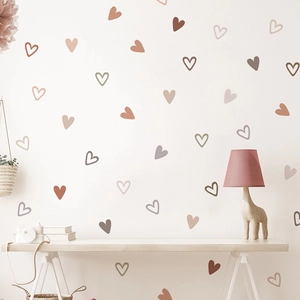 Morandi Color Heart Wall Stickers For Bedroom Living Room Removable PVC Nordic Style Aesthetic Home Decor Wall Decals
