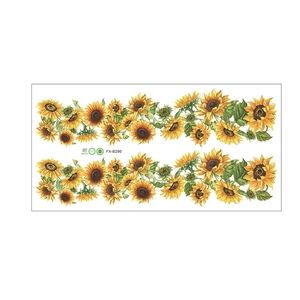 Self-adhesive sunflower wall stickers for living room and bedroom home decoration