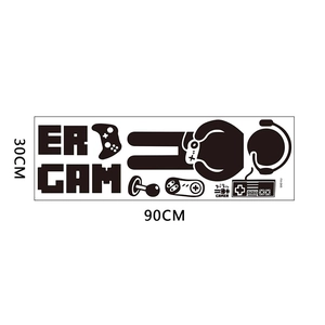 Détail des stickers muraux en PVC noir avec manette de jeu pour décoration de chambre