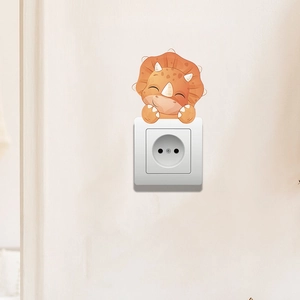 Cute orange cartoon dinosaur wall sticker for kids bedroom and light switch decoration