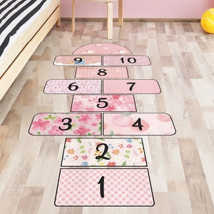 Adesivi da pavimento campana rosa per cameretta bambini con motivi carini e numeri da 1 a 10