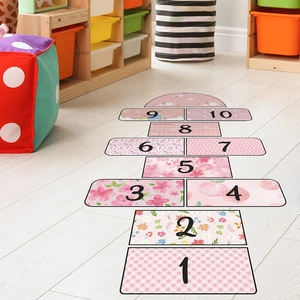 Adesivi per Pavimenti a Campana Rosa a Cartoni Animati per Bambini in PVC Impermeabile Numeri Decorativi Decalcomanie da Muro