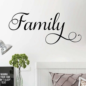 Modern Minimalistisch Family PVC Wandtattoo Abnehmbar Selbstklebend Schwarz Kunst Brief Aufkleber Für Wohnzimmer Schlafzimmer Dekor