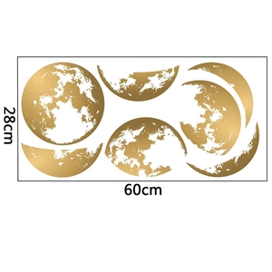 Stickers muraux phases de lune dorées en 28x60cm avec finition métallique brillante