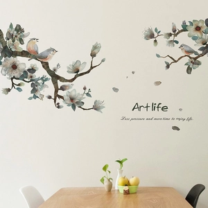 Wandsticker mit Blumen und Vögeln für eine elegante Inneneinrichtung im Art Life Design