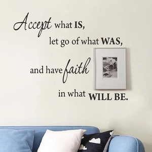 Self-adhesive wall sticker with 'Accept what IS' inspirational quote for home decor
