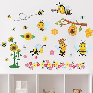 Stickers muraux abeilles et tournesols pour décoration de chambre d'enfant douce