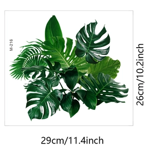 Detail view of Monstera leaf wall stickers with precise size specs 29cm x 26cm