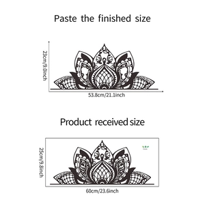 Guide de dimensions détaillé pour sticker mural mandala lotus avec tailles de pose