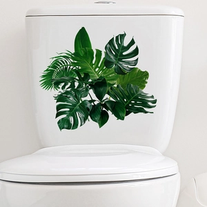 Self-adhesive tropical monstera leaf wall decal for bathroom toilet decoration