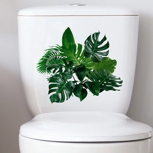 Tropical monstera leaves wall sticker for bathroom toilet tank home decoration