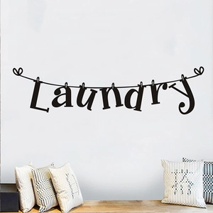 Sticker mural créatif pour buanderie avec design de lettres suspendues décoratives