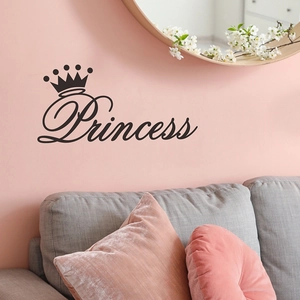 Sticker mural couronne Princess noir pour décoration de chambre de petite fille