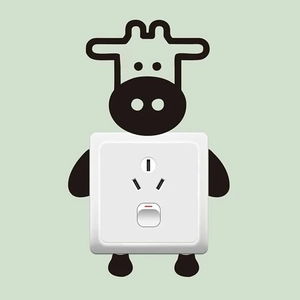 Cartoon Cow Switch Wall Sticker PVC Self Adhesive Removable Socket Decoration Sticker For Kids Room Kindergarten Home Decor