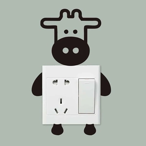 Cartoon cow wall sticker for light switch decor in children's room nursery
