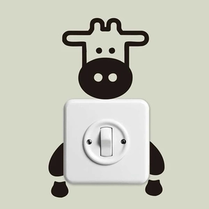 Cartoon cow wall sticker for light switch decoration in children's room
