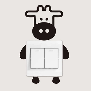 Cartoon cow silhouette wall sticker for light switch decor in kids room or nursery