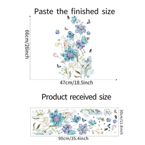 Guide des tailles détaillé pour stickers muraux fleurs et papillons en format 30x90cm