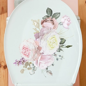 Tropical green leaves and flowers self-adhesive wall sticker for toilet decoration
