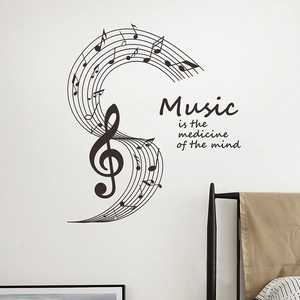 Creative music notes wall sticker with Music is the medicine of the mind quote for home decor