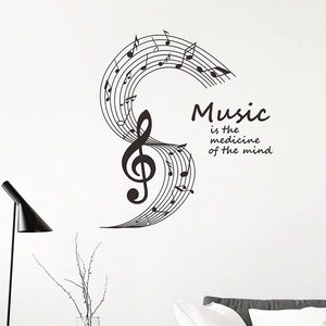 Creative music notes wall sticker with quote Music is the medicine of the mind