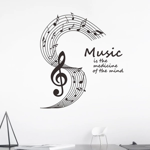 Creative music notes wall sticker with Music is the medicine of the mind quote