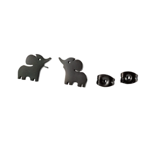Minimalistische süße Elefanten-Ohrstecker in Mattschwarz mit Schmetterlingsverschlüssen
