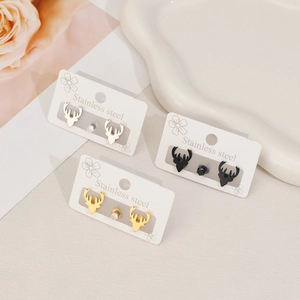 Moda Orecchini a Bottone in Acciaio Inossidabile con Corna di Natale Strass Set per Donna Carini Animali Gioielli Regalo