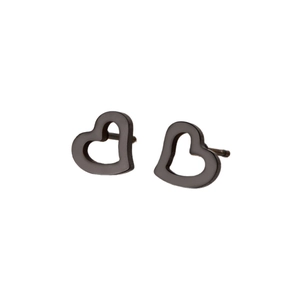 Boucles d'oreilles cœur évidé en acier inoxydable plaqué or 18 carats noir