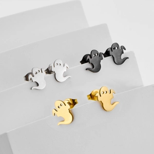 Halloween Edelstahl Geist Ohrstecker Für Damen Cartoon Süße Kleine Gespenst Ohrringe Gold Silber Schwarz Festlicher Schmuck