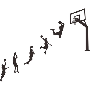 Dynamic basketball slam dunk silhouette wall stickers for boys room sports home decor