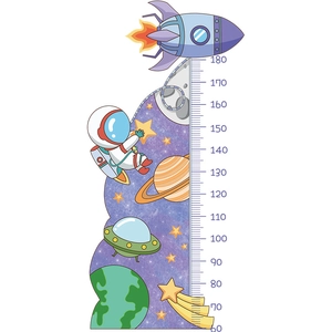 Cartoon Weltraum Astronaut Messlatte Wandsticker für Kinderzimmer Dekoration
