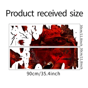 Detailed size layout of Halloween wall decals with skull and ghost motifs, 30x90cm dimensions