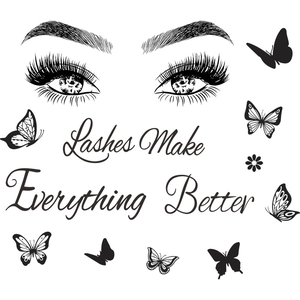 Lashes Make Everything Better wall sticker with eyes and butterflies home decor