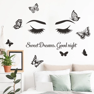 Sweet Dreams butterfly wall sticker with eyelashes for bedroom wall decor