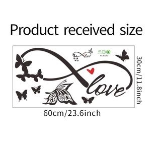 Detail showing 60x30cm layout size of FX-B326 infinity love butterfly wall decal