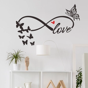 Infinity love butterfly wall sticker for modern home bedroom wall decoration